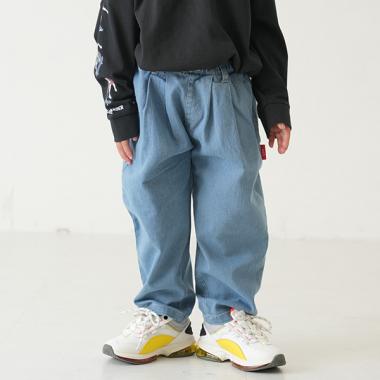 【親子リンク】タックワイドデニムテーパードパンツ