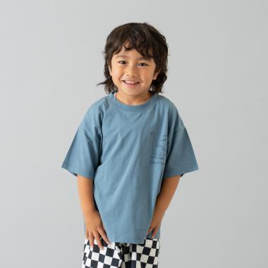 【綿100%】恐竜ステッチ刺しゅうワイド半T