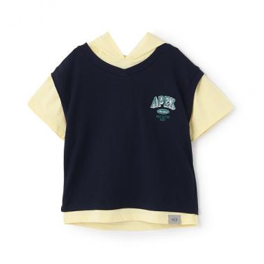 ベストレイヤード半袖パーカー