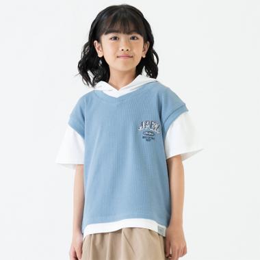 ベストレイヤード半袖パーカー