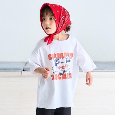 【綿100%】【365D.】夏満喫プリントワイド半袖Tシャツ