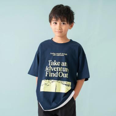 【綿100%】【親子リンク】Kids裾レイヤードワイド半T