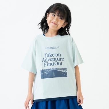 【綿100%】【親子リンク】Kids裾レイヤードワイド半T