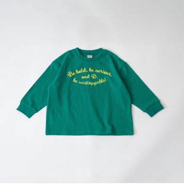 【USAコットン】チェーンステッチロゴワイドロンT