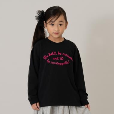 【USAコットン】チェーンステッチロゴワイドロンT