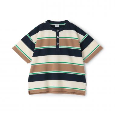 鹿の子ボーダーヘンリービック半袖ポロ