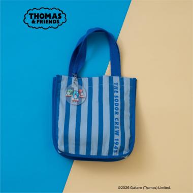 【きかんしゃトーマス】チャーム付きストライプミニトート
