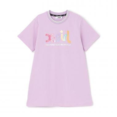 【人気商品再入荷】【直営店で取り扱い無し】ラメ発泡ロゴTワンピース