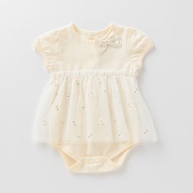 花刺しゅうチュールドッキングロンパース