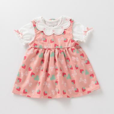 いちごワンピース×リボンTシャツセット