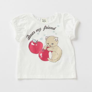 ねこ×リンゴTシャツ