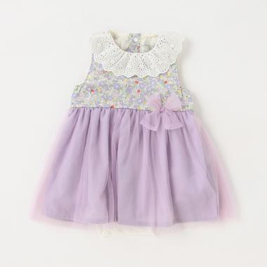 花柄チュールスカートロンパース