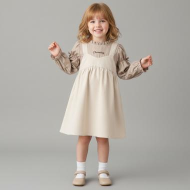 袖リボンジャンスカ風ドッキングワンピース