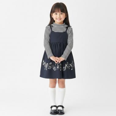 音符刺しゅうドッキングワンピース