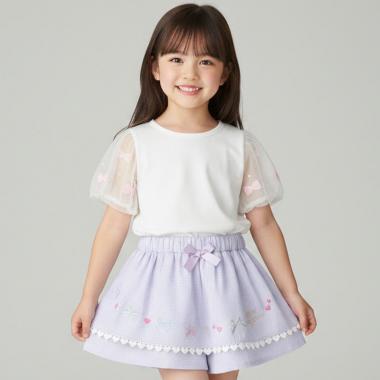 ギンガムチェックガーリーモチーフキュロット