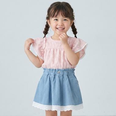 裾レースデニムスカート