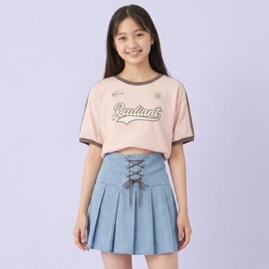 【milky coast】レースアッププリーツデニムスカート