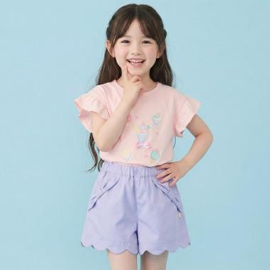 裾スカラップリボンショートパンツ