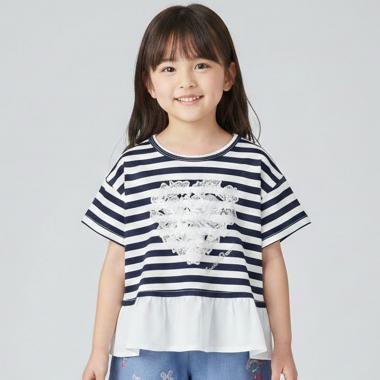 ハートモチーフペプラムTシャツ