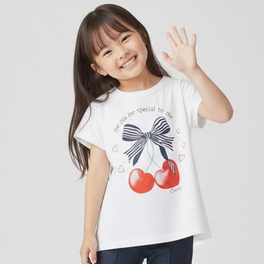 【990★ITEM】フロントリボン・さくらんぼモチーフTシャツ