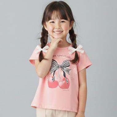 【990★ITEM】フロントリボン・さくらんぼモチーフTシャツ