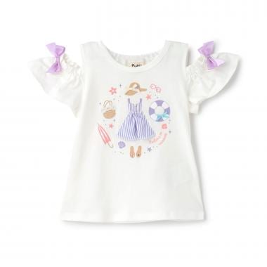 バカンスモチーフ オープンショルダーTシャツ