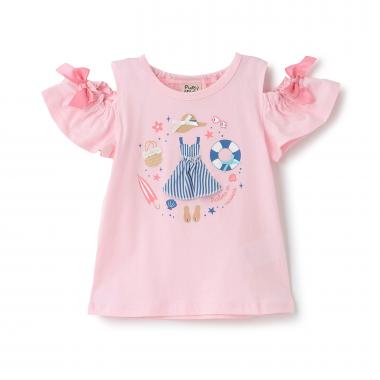 バカンスモチーフ オープンショルダーTシャツ