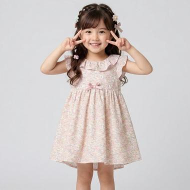 フリル衿小花柄ワンピース