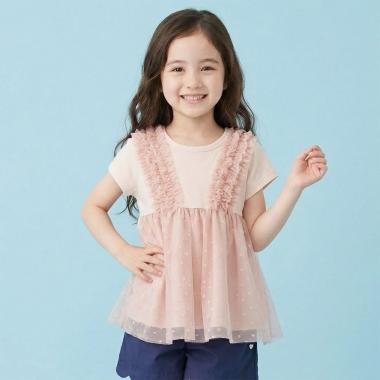 ハート柄チュールビスチェドッキングTシャツ