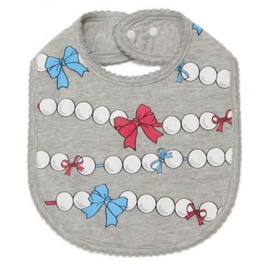 リボンパールプリント入りスタイ