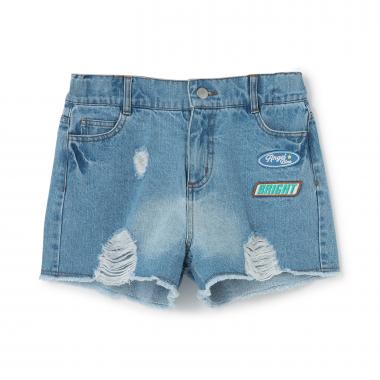 【エンジェルブルー】柄/デニムショートパンツ