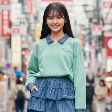 【エンジェルブルー】ハーフジッププルオーバー