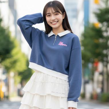 【エンジェルブルー】ハーフジッププルオーバー