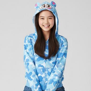 エンジェルブルーナカムラ迷彩ジップパーカ