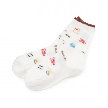 アラカルト柄クルーソックス