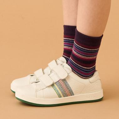 立体ボーダークルーソックス