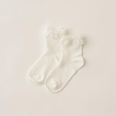 フラワーチュールレース付きソックス