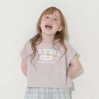 【型崩れしないやわらかコットン】ロゴプリントミニ丈ドロップTシャツ