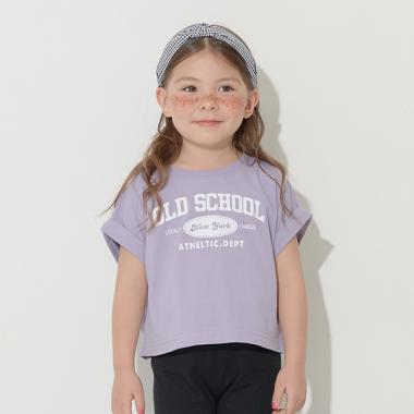 【型崩れしないやわらかコットン】ロゴプリントミニ丈ドロップTシャツ