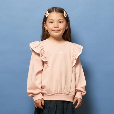 【表コットン毛玉バイバイ】パイピングフリルスウェット