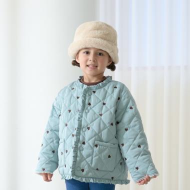 ノーカラーハート刺しゅうブルゾン