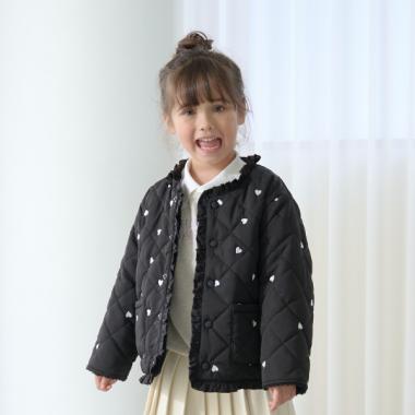 ノーカラーハート刺しゅうブルゾン