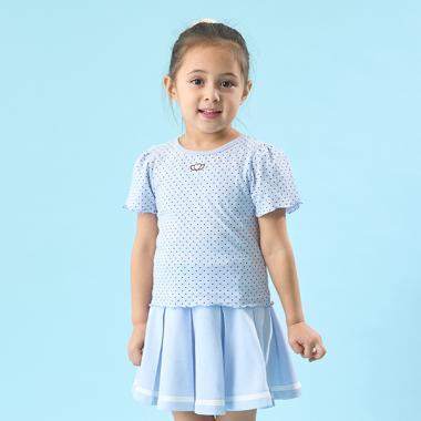 【ソフトコットン】ドットプリントミニミニパフ半袖Tシャツ