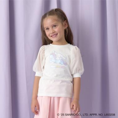 【サンリオキャラクターズ】【ソフトコットン】シナモロールオーロララメプリントパフTシャツ