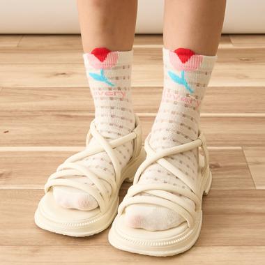 チェックシアーフラワーアソートソックス