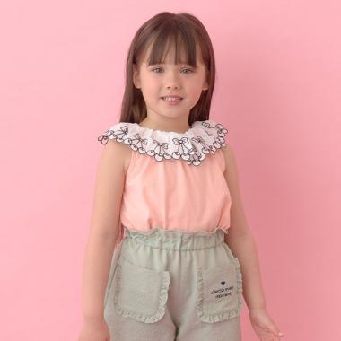 【ソフトコットン】チェリーレース衿トップス