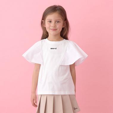 【前後どちらでもOK!】【ソフトコットン】フレアスリーブTシャツ