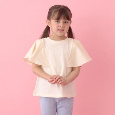 【前後どちらでもOK!】【ソフトコットン】フレアスリーブTシャツ