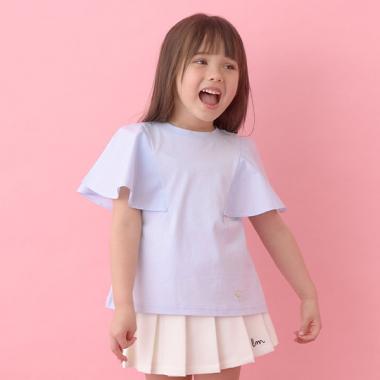 【前後どちらでもOK!】【ソフトコットン】フレアスリーブTシャツ