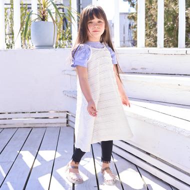 フリルニットレースキャミワンピース